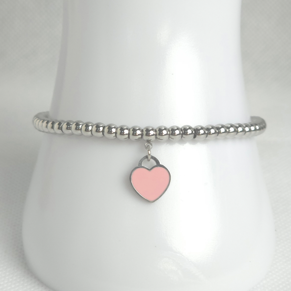 Pink Heart Pearl Bracelet
