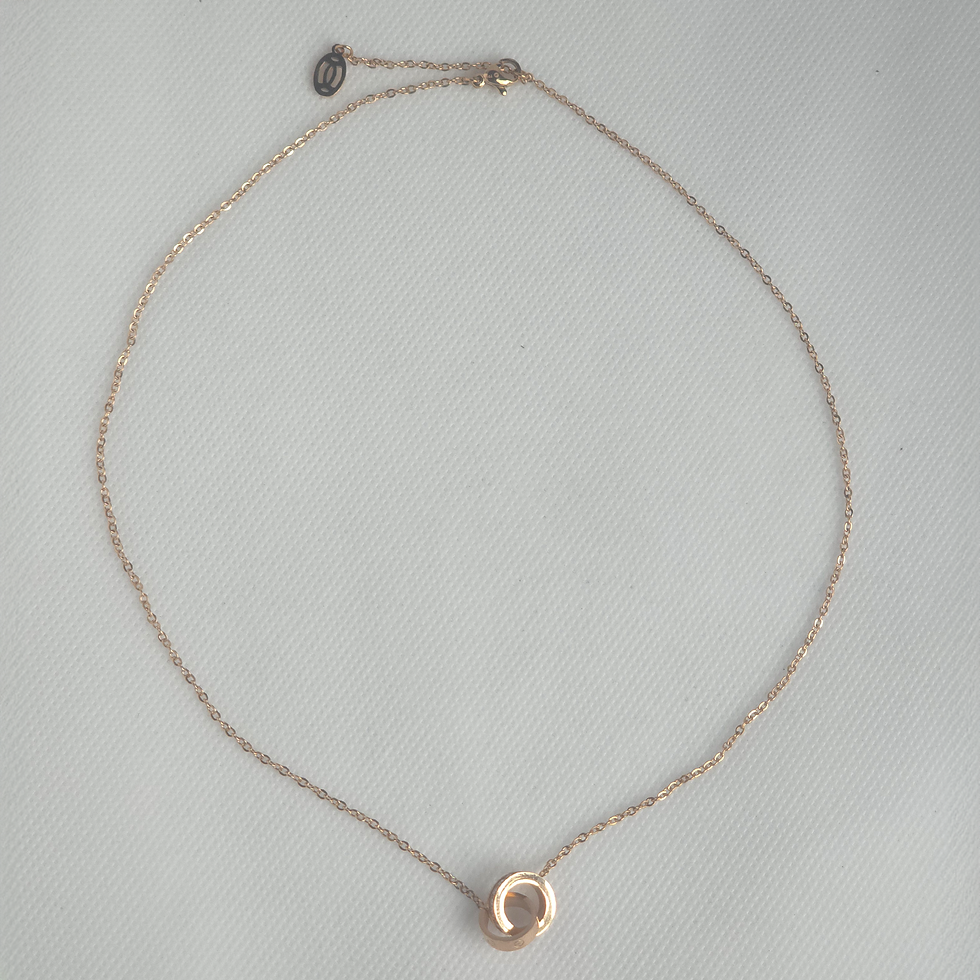Thumbnail: Nail Double Circle Full Diamond Necklace Rose Gold