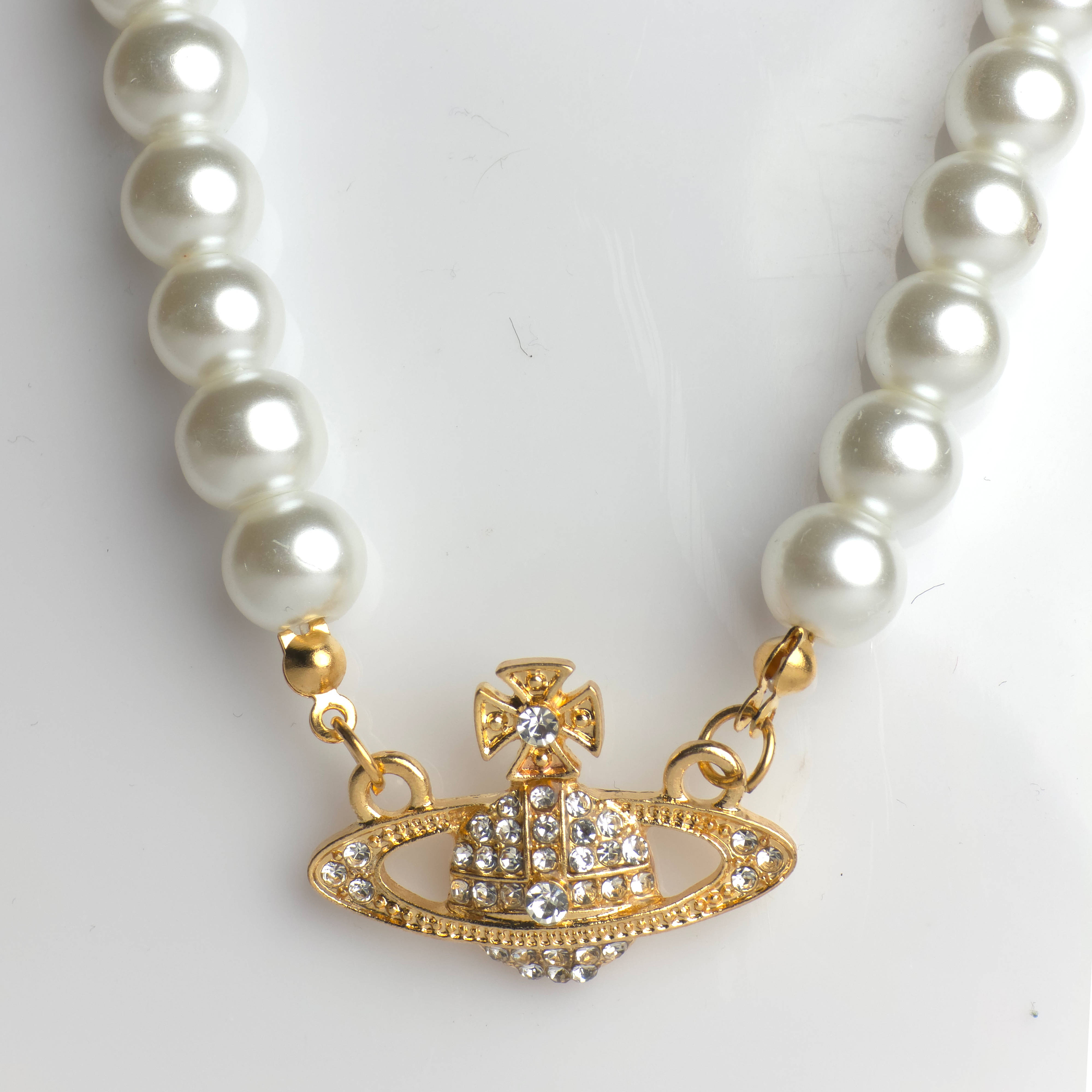 SpaceShip Pearl Gold Necklace