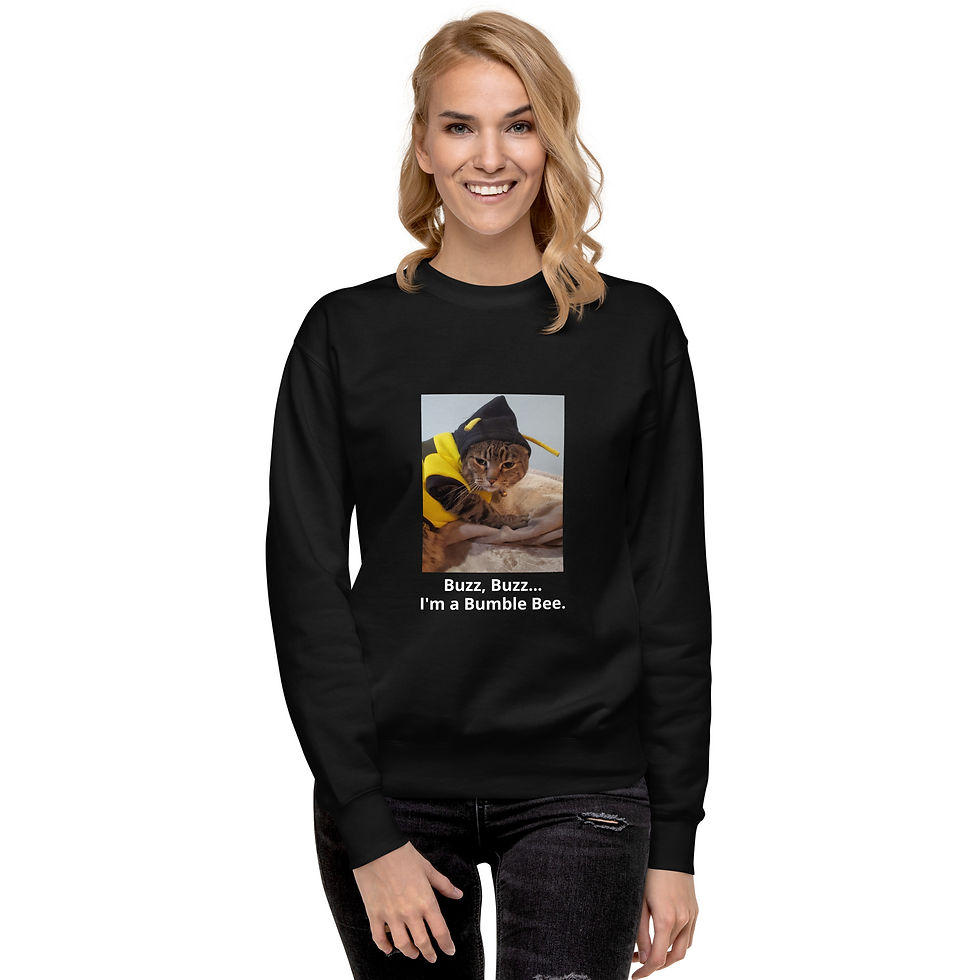 Thumbnail: Grumpy cat dressed as a Bumble Bee - Unisex Premium Sweatshirt