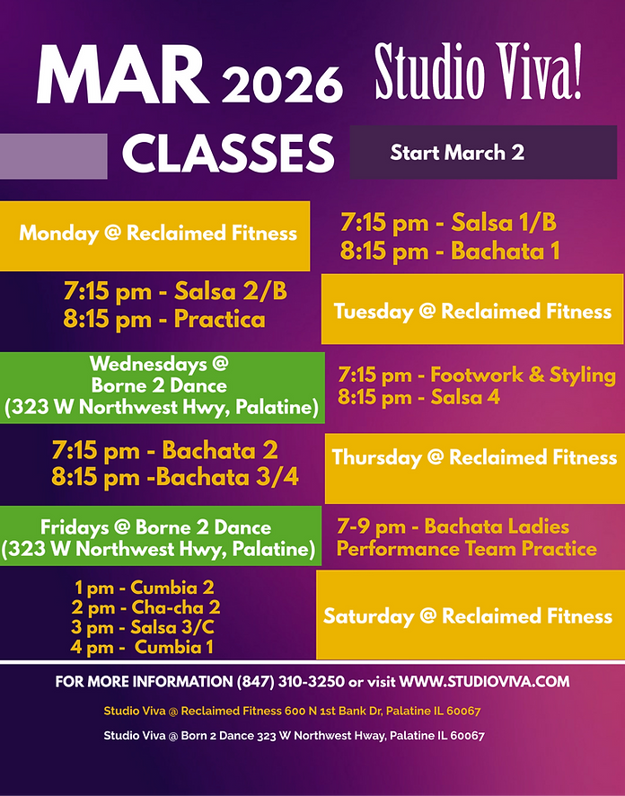 March schedule of group classes