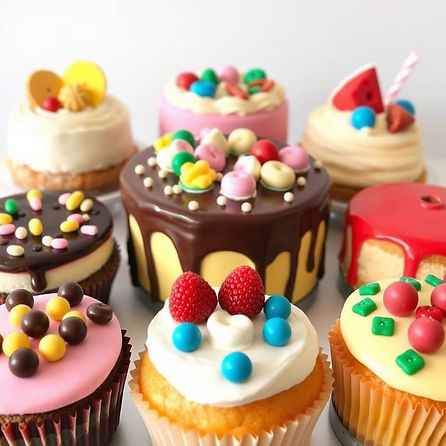 assorted baked goods colorful and fun cheesecakes cakes and cupcakes.jpg