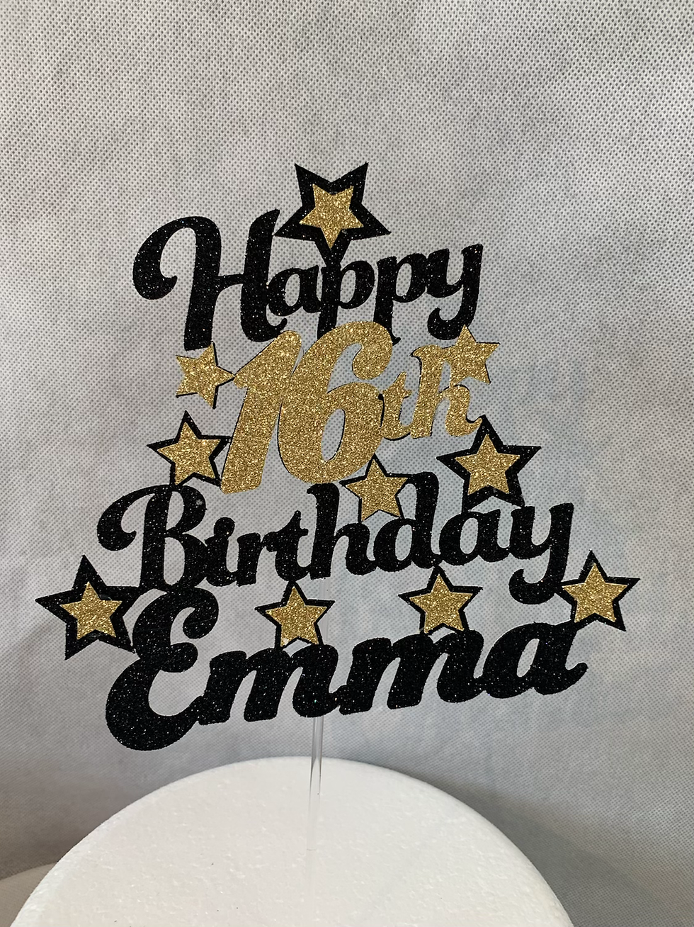 Thumbnail: Personlised  Glitter Card  Cake topper.