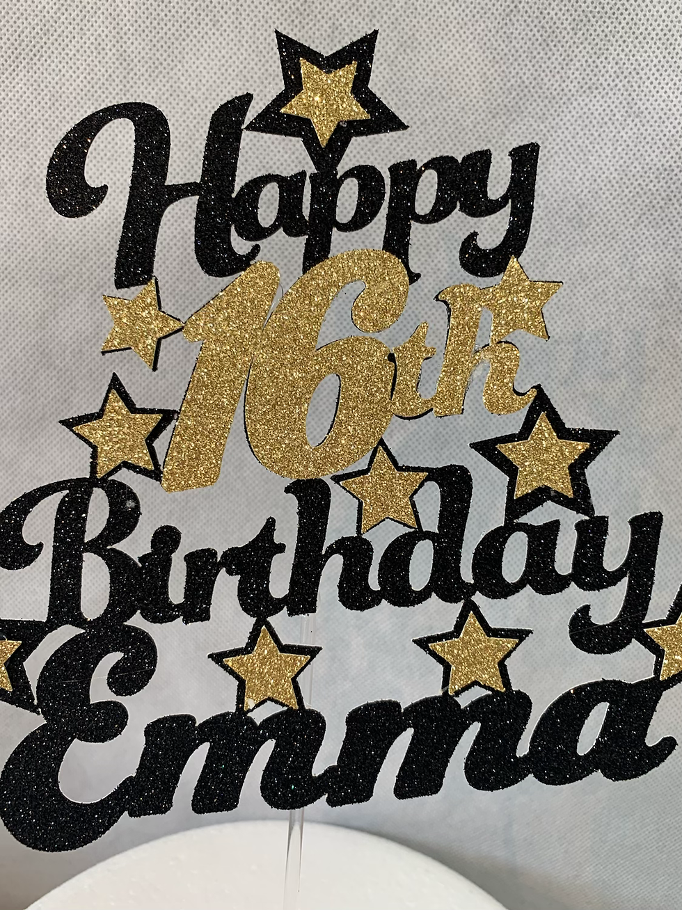 Thumbnail: Personlised  Glitter Card  Cake topper.