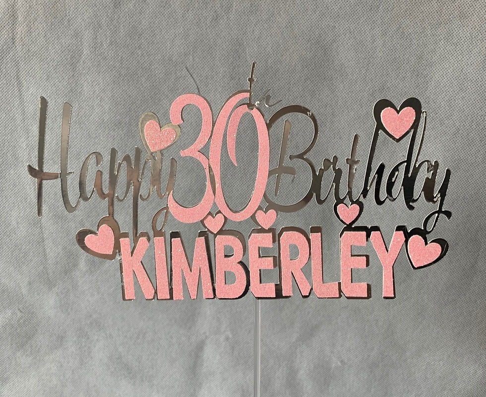Thumbnail: Non Edible Mirror Card & Glitter Card Cake topper