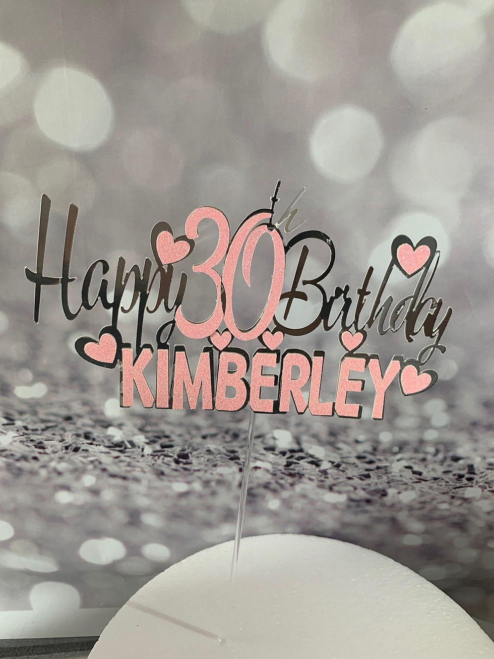Thumbnail: Non Edible Mirror Card & Glitter Card Cake topper