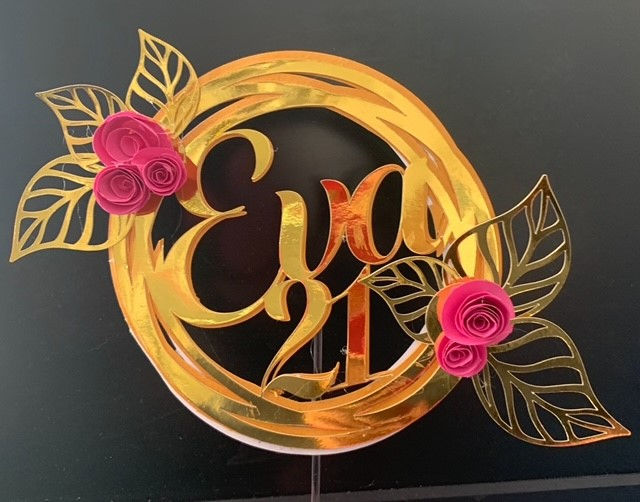 Thumbnail: Mirror Gold Card Cake Topper Decoration