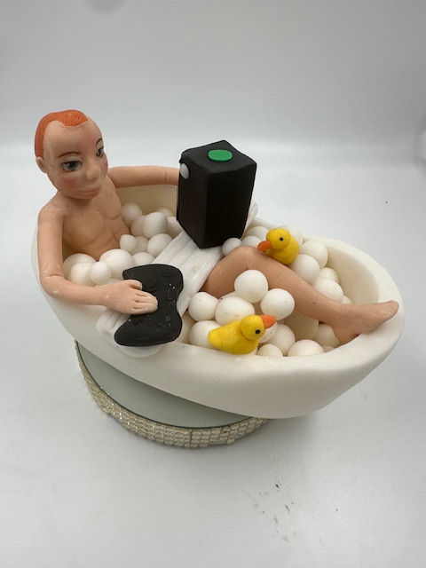 Thumbnail: Personalised Figure in Bath with his X Box and Ducks