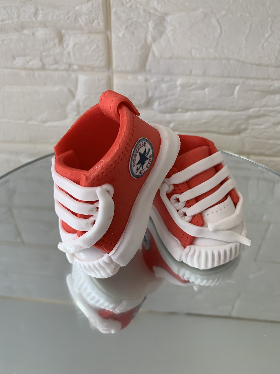 Thumbnail: Edible Red Baby Converse  Booties Cake Toppers