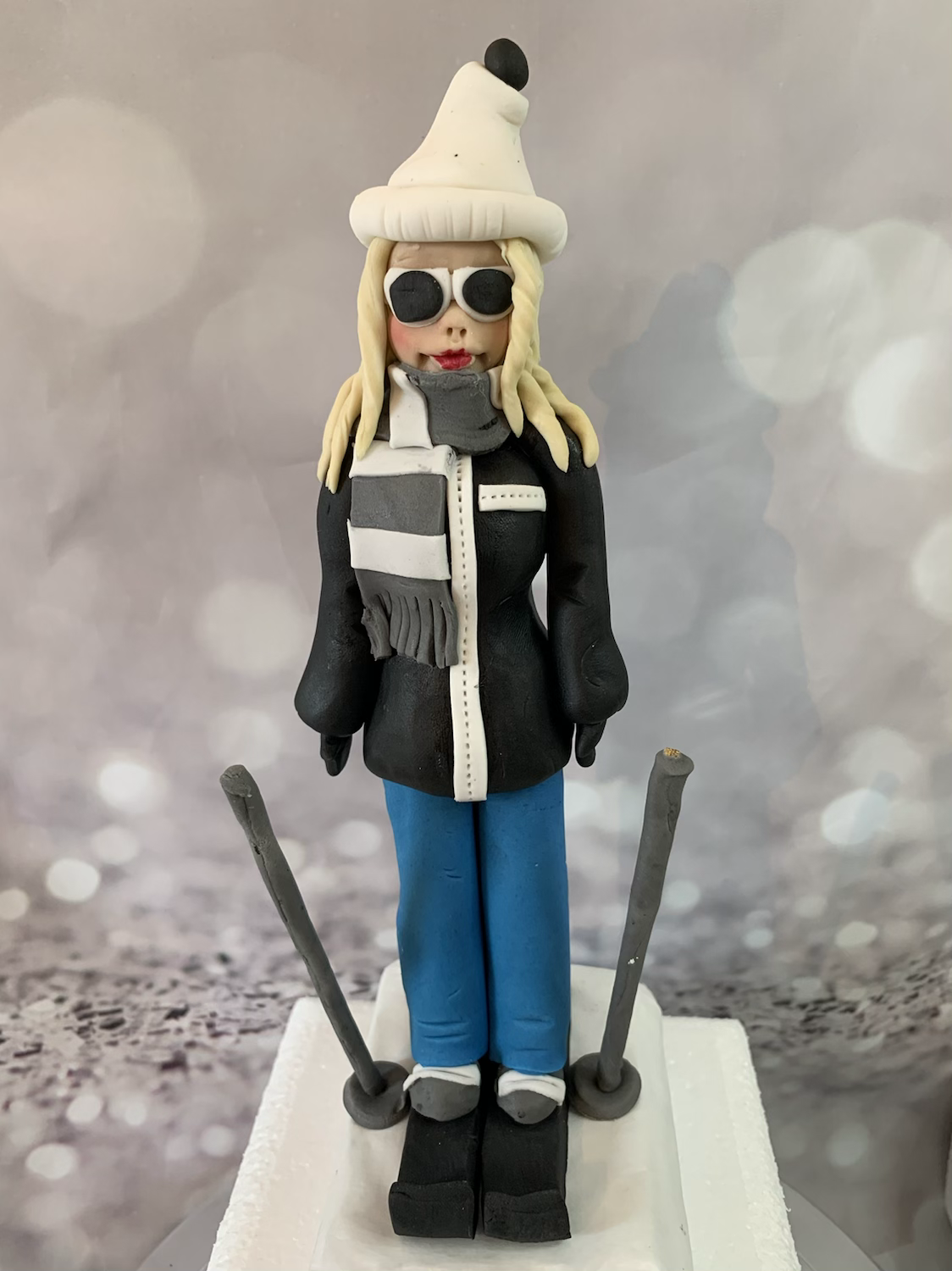 Edible Female Skier Cake Topper