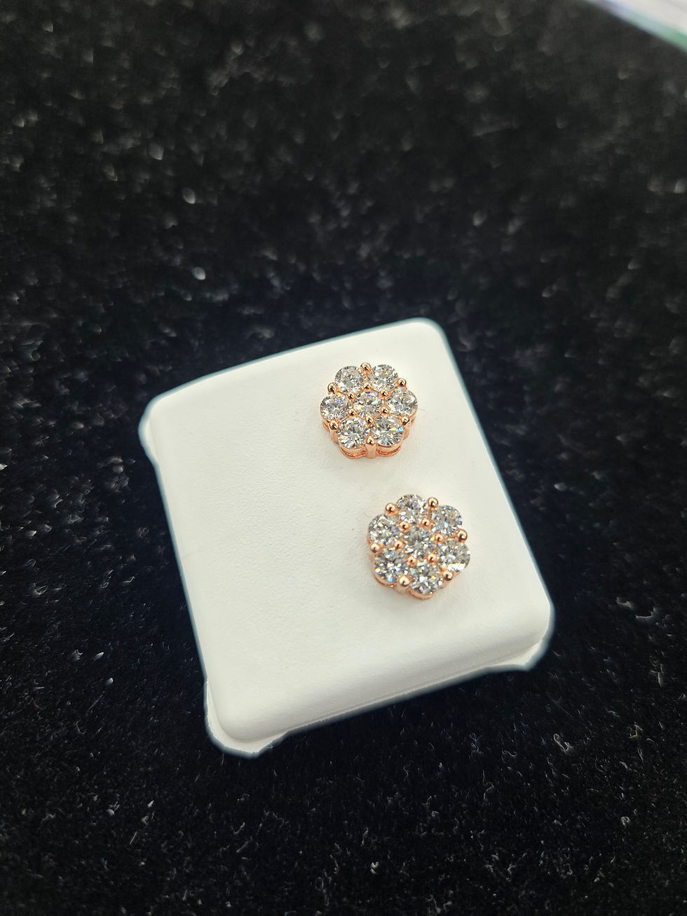 Thumbnail: 10mm Lab-Grown Diamond Cluster earrings in 925 Silver