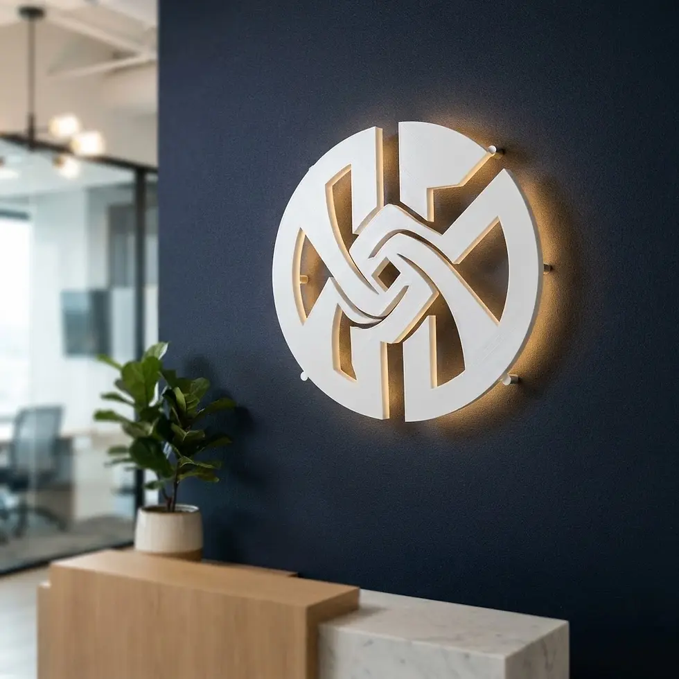 Illuminated abstract wall logo.webp