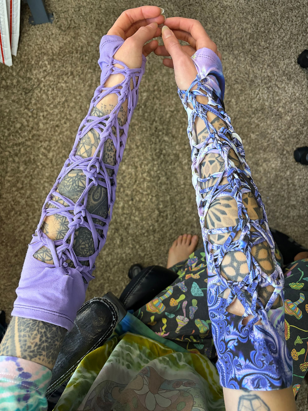 Thumbnail: S-M split arm warmers cotton candy + lilac