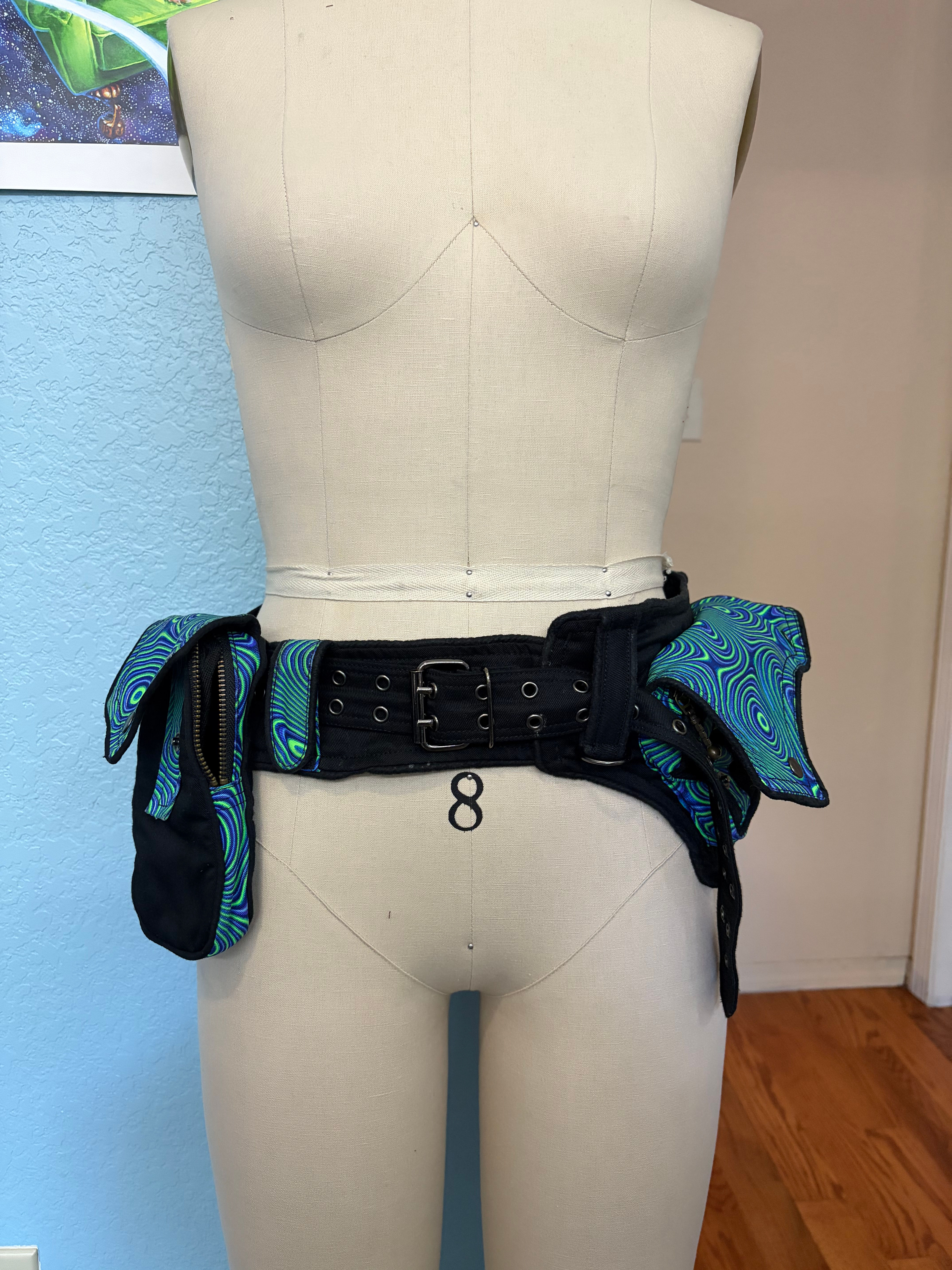blue multi pocket utility belt 