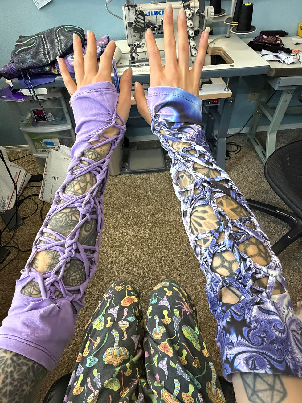 Thumbnail: S-M split arm warmers cotton candy + lilac