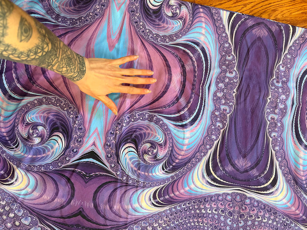 Thumbnail: 4 yards lavender fractal cotton spandex 