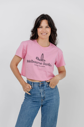 Women's Surfboard Crop Tee | Silver Dragonfly