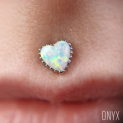 Opal Heart Lip Piercing