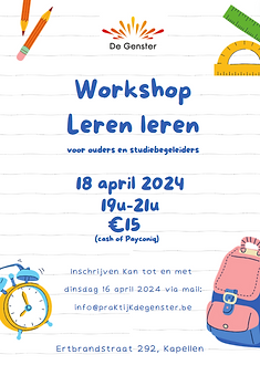 workshop leren leren voor ouders en studiebegeleiders