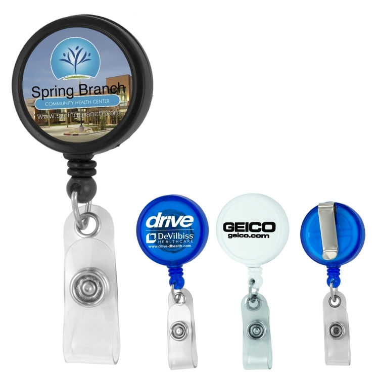 30""Worthington VL" 30" Cord Round Jumbo Imprint Retractable Badge Reel and
