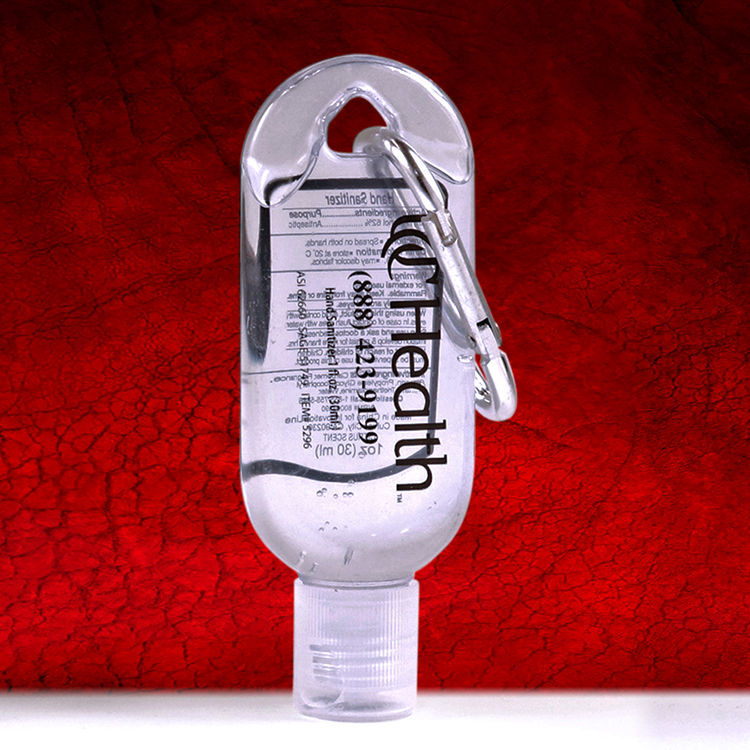 Thumbnail: 1.0 oz Hand Sanitizer Antibacterial Gel in Flip-Top Bottle with Carabiner