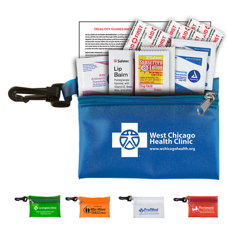 "LYON" 10 Piece First Aid Sun Kit in Translucent Zipper Pack with Plastic