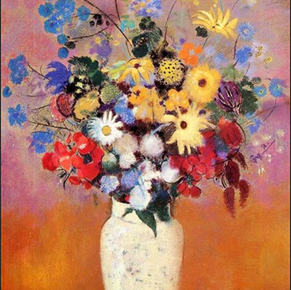 Redon's White Vase with Flowers through colour