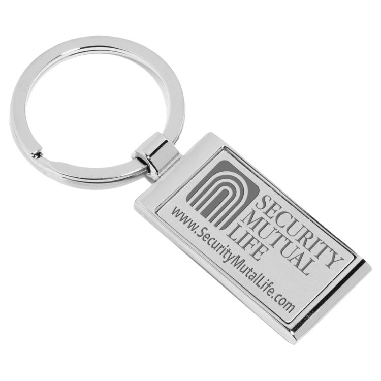 Thumbnail: "Geo" Economy Laser Engraved Metal Keyholder w/ Dome Imprint