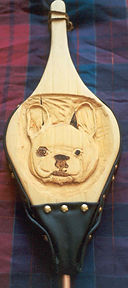 hand carved custom fireplace bellows