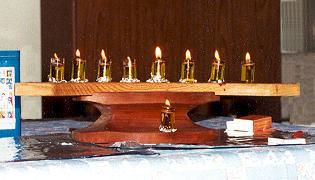 ash and redwood menorah