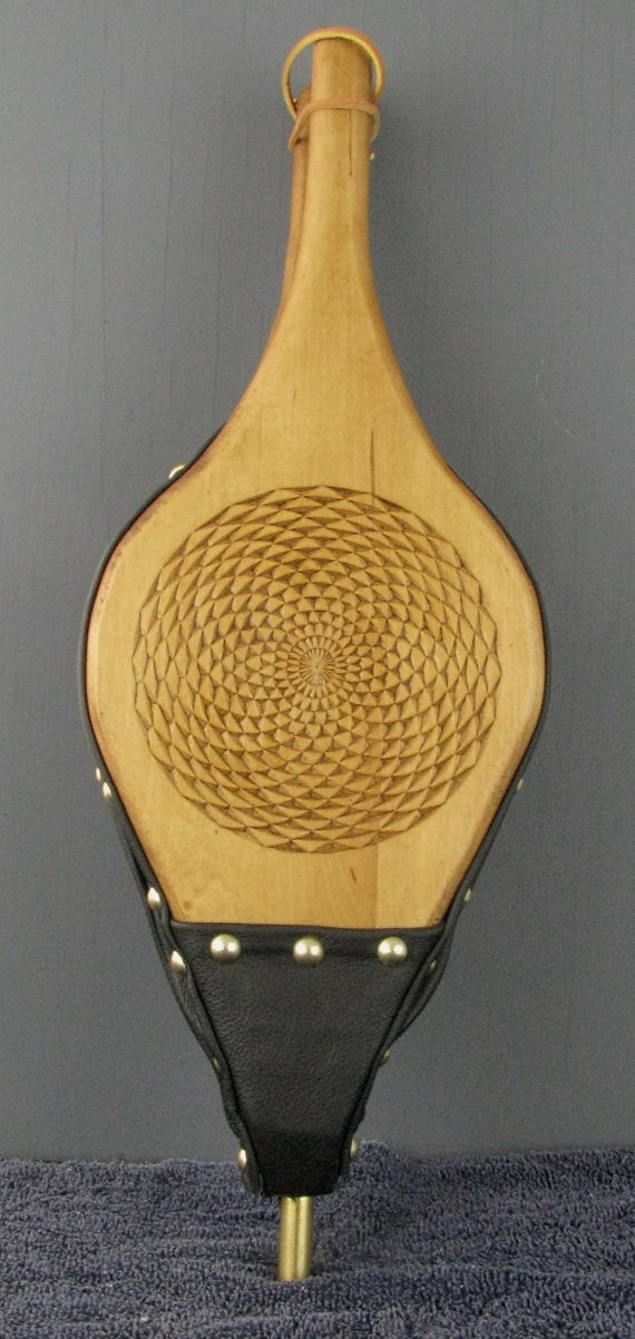 Crop Circle-Inspired Chip Carved Fireplace Bellows