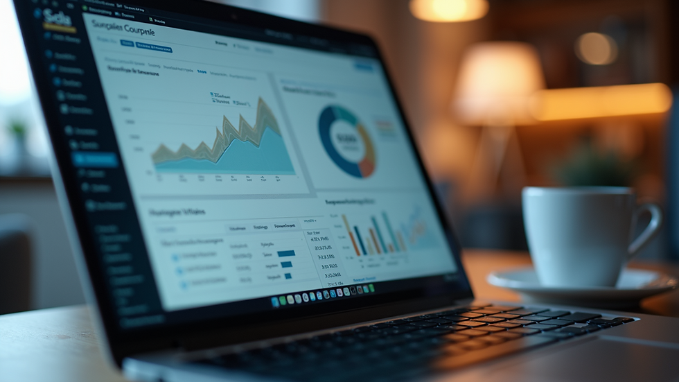 Eye-level view of a laptop screen showing website analytics dashboard