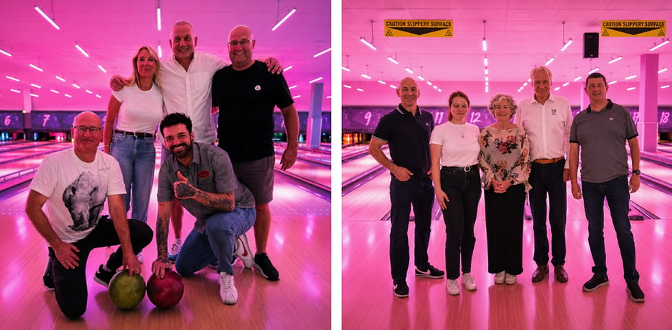 Two PFE Medical teams taking part in a friendly bowling competition at Tenpin during the company team day.