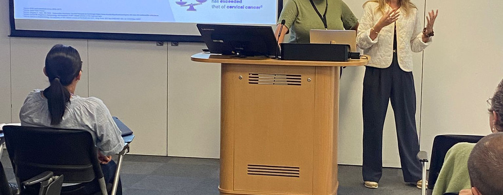 Fanny Pulon, R&D Director at Germitec, presenting the Chronos Max UV-C High-Level Disinfection system at a medical conference. The Chronos Max is designed for rapid, chemical-free disinfection of Transesophageal Echocardiography (TEE) probes and ENT endoscopes without operating channels.