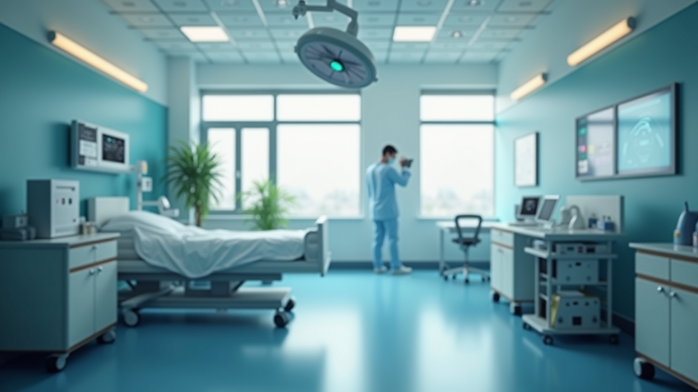 High angle view of a modern hospital room equipped with IoT technology
