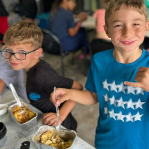 Making and eating macaroni and cheese