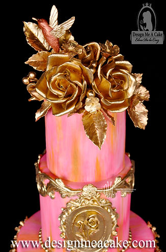 Gumpaste roses in gold