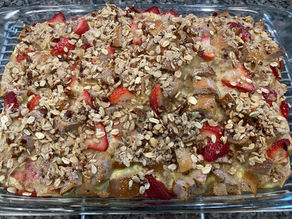 Overnight Berry Bagel Breakfast Bake