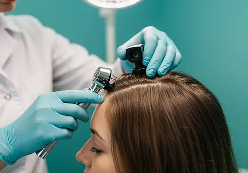 Dernatologist examing scalp.webp