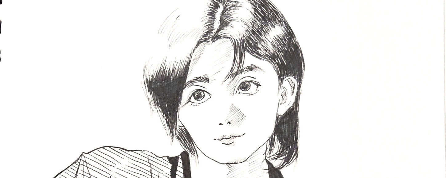 Black and white ink drawing of a Seventeen's Jeonghan sitting