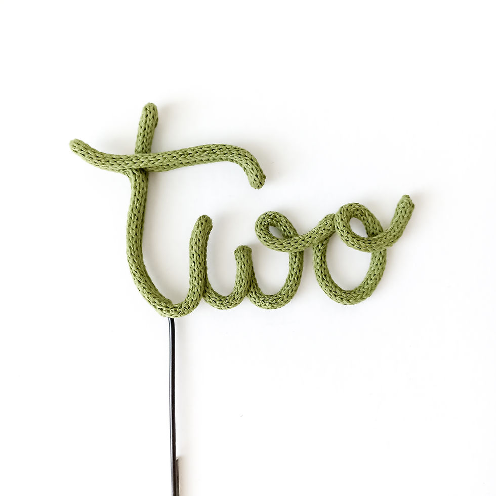 Thumbnail: Knitted 'two' cake topper