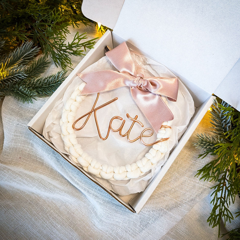 Thumbnail: Rose Gold Classic Macrame Personalised Christmas Ornament