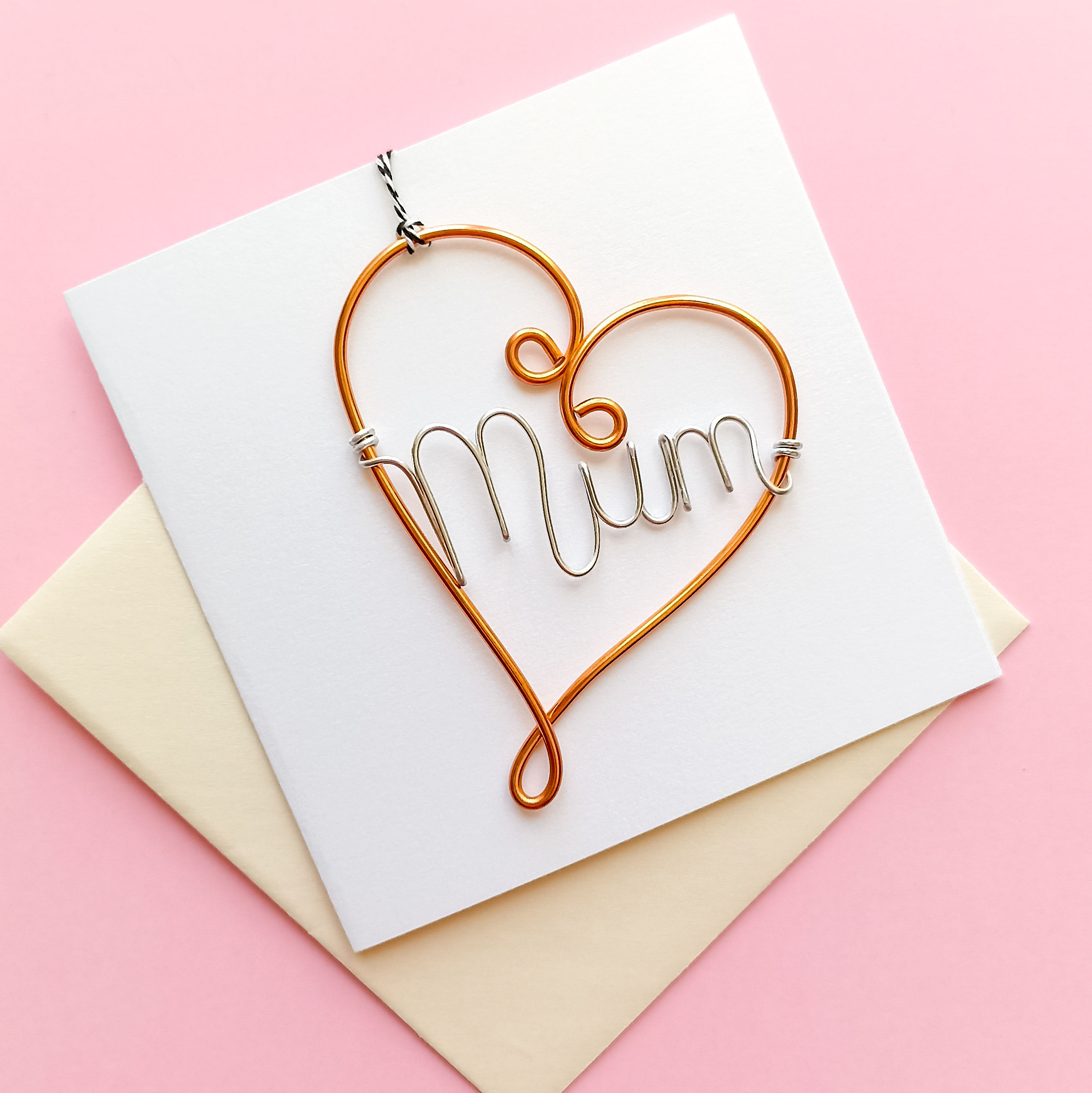 Mum Heart Wire Ornament + Card