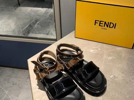 1:1 Mirror Fendi Sandal Glossy Black Neoprene Glazed Fabric Jacquard FF Motif Strap 8X7050A8TWF0XLL