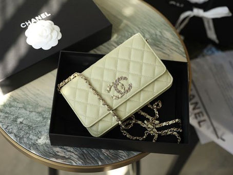 1:1 Mirror Chanel Wallet On Chain Avocado Green Grained Calfskin & Gold Tone Metal P1600