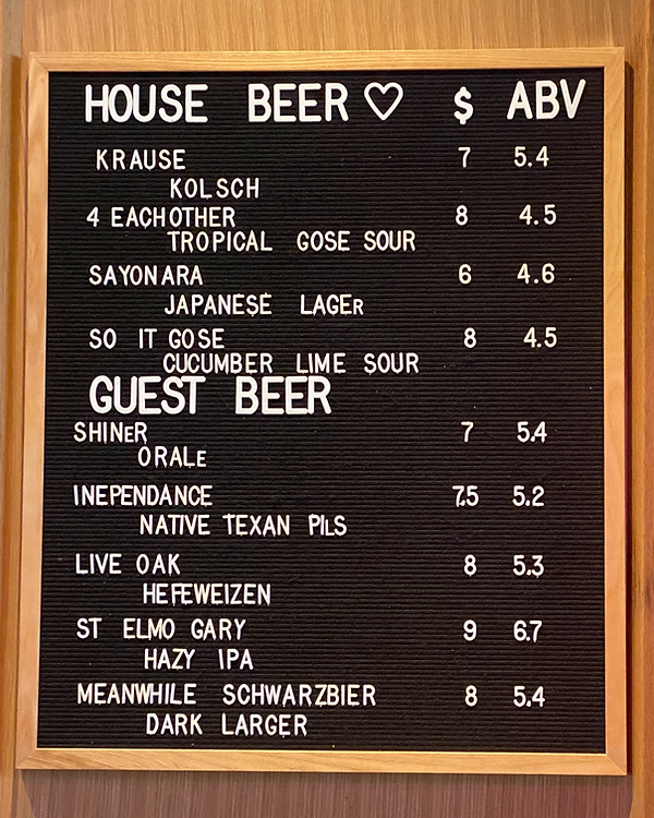 The Stay Put Beer Menu