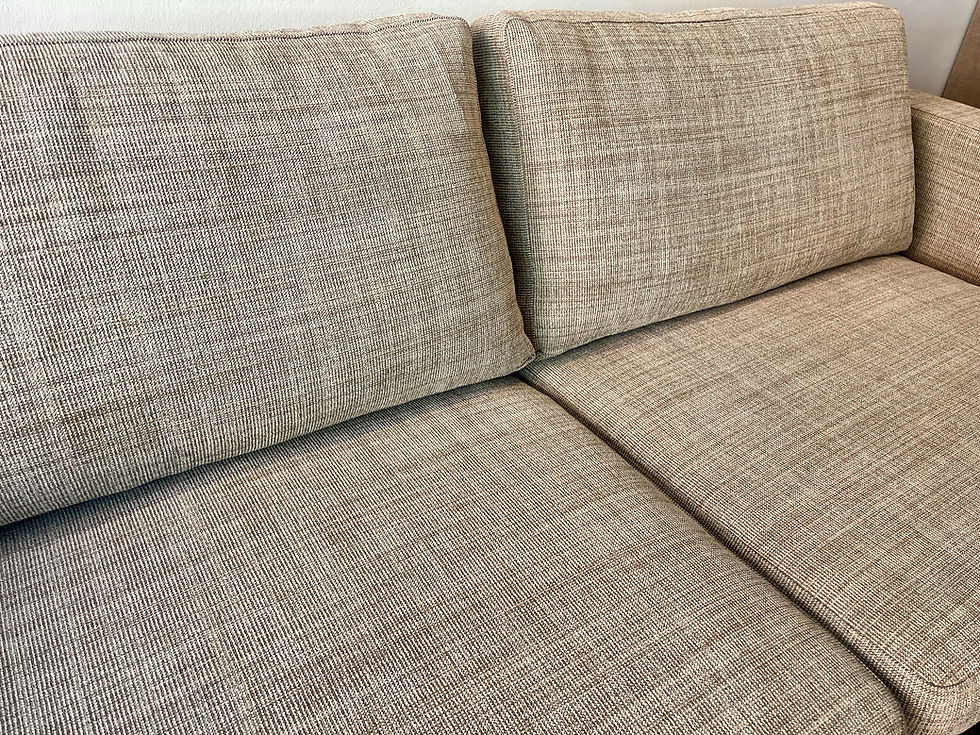 Miniaturebillede: Olga – Saxo Living 2,5 personers beige brugt sofa med puf 