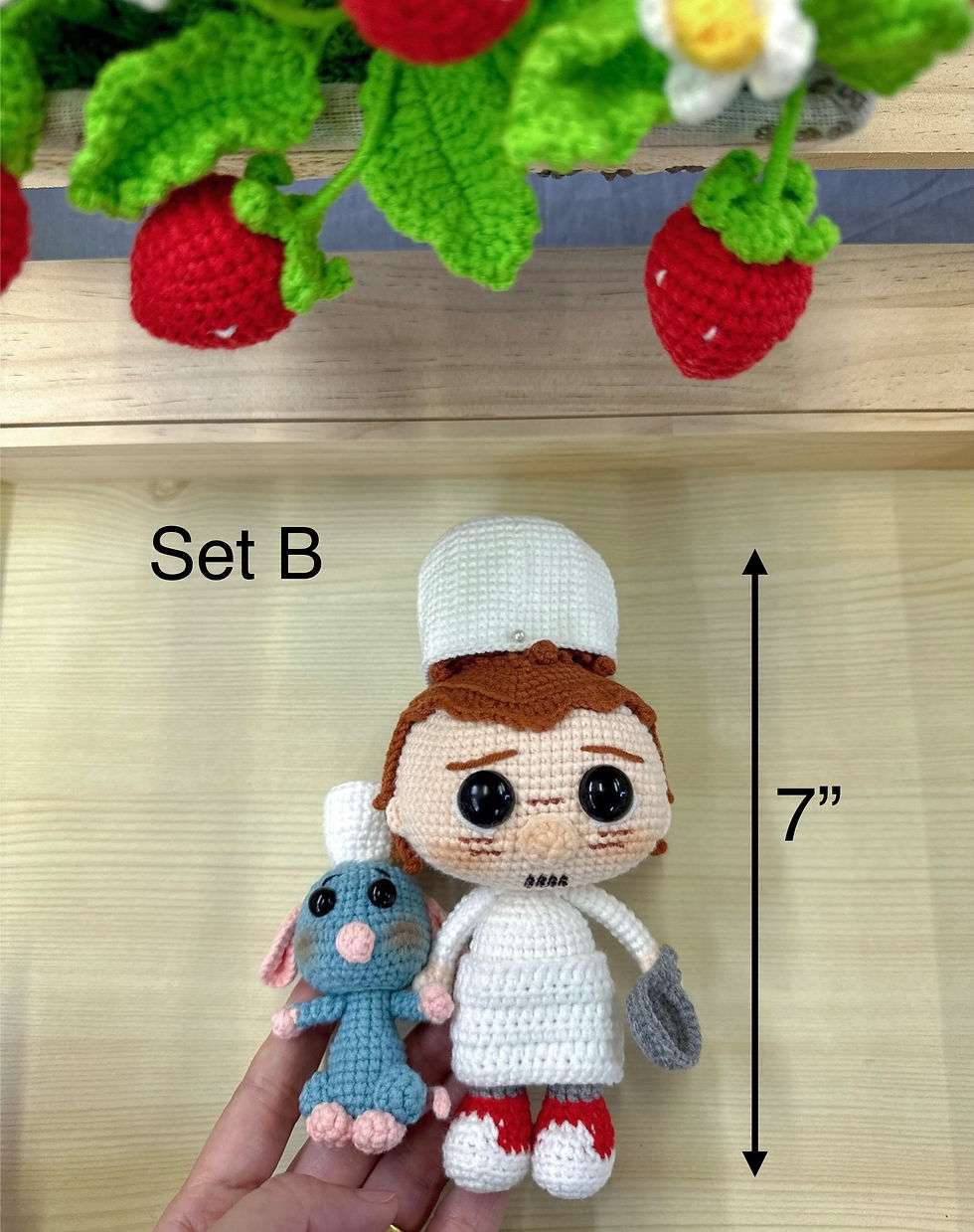 Thumbnail: Hand Made Crochet Chef Alfredo Linguini and Remy the rat Inspired Amigurumi 