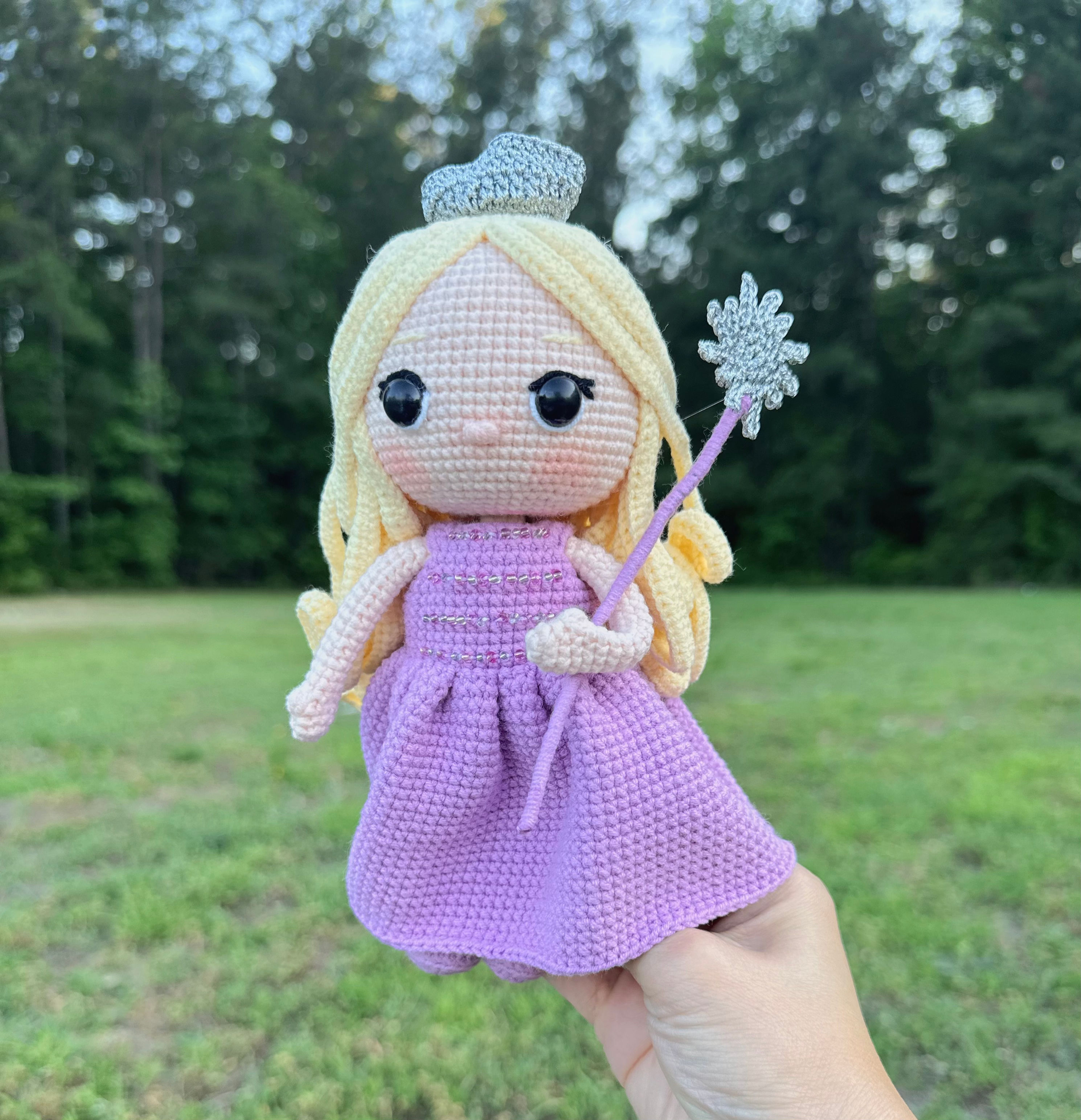 Handmade Crochet Amigurumi Pink Witch Glinda Doll
