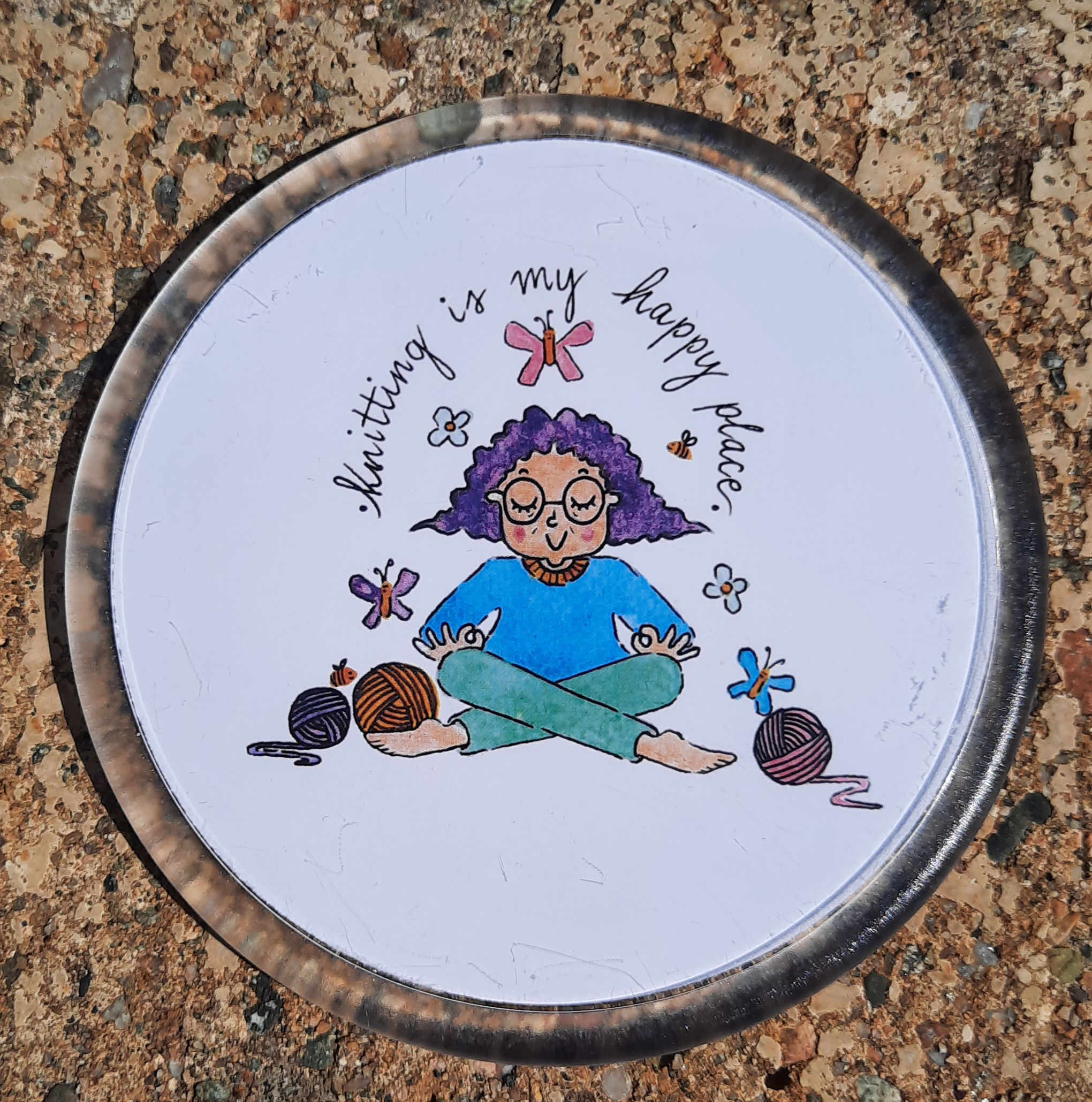 Knitting is My Happy Place Coaster